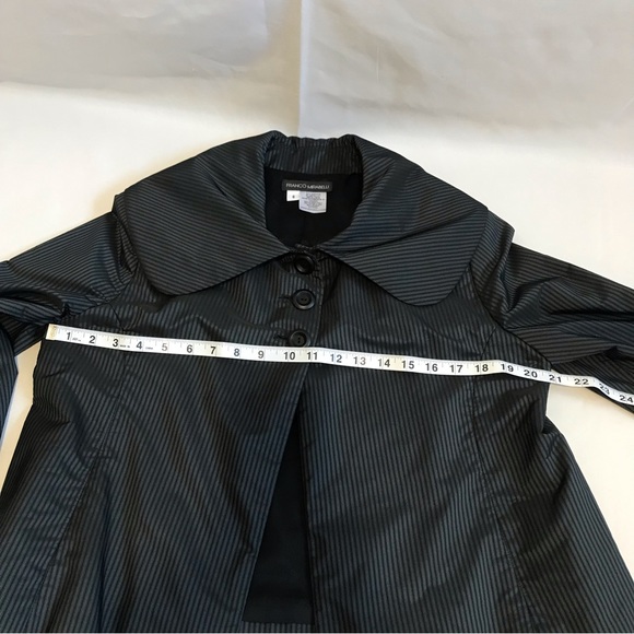 Franco Mirabelli pen stripe navy black metallic cape blazer coat size 8 - Picture 6 of 8